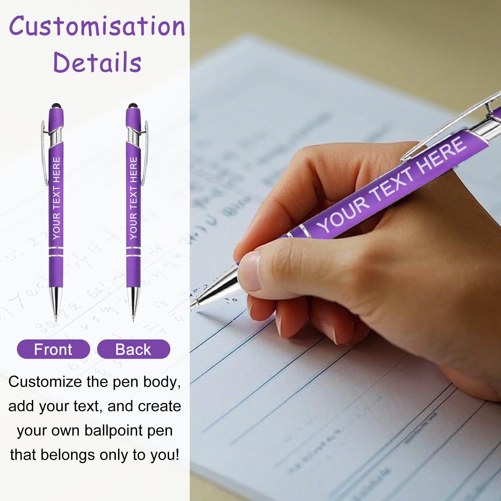 Bolígrafos personalizados con grabado, lotes de 10 a 100 unidades, bolígrafos retráctiles con punta táctil para empresas y bodas, bolis de metal ideales para regalos corporativos
