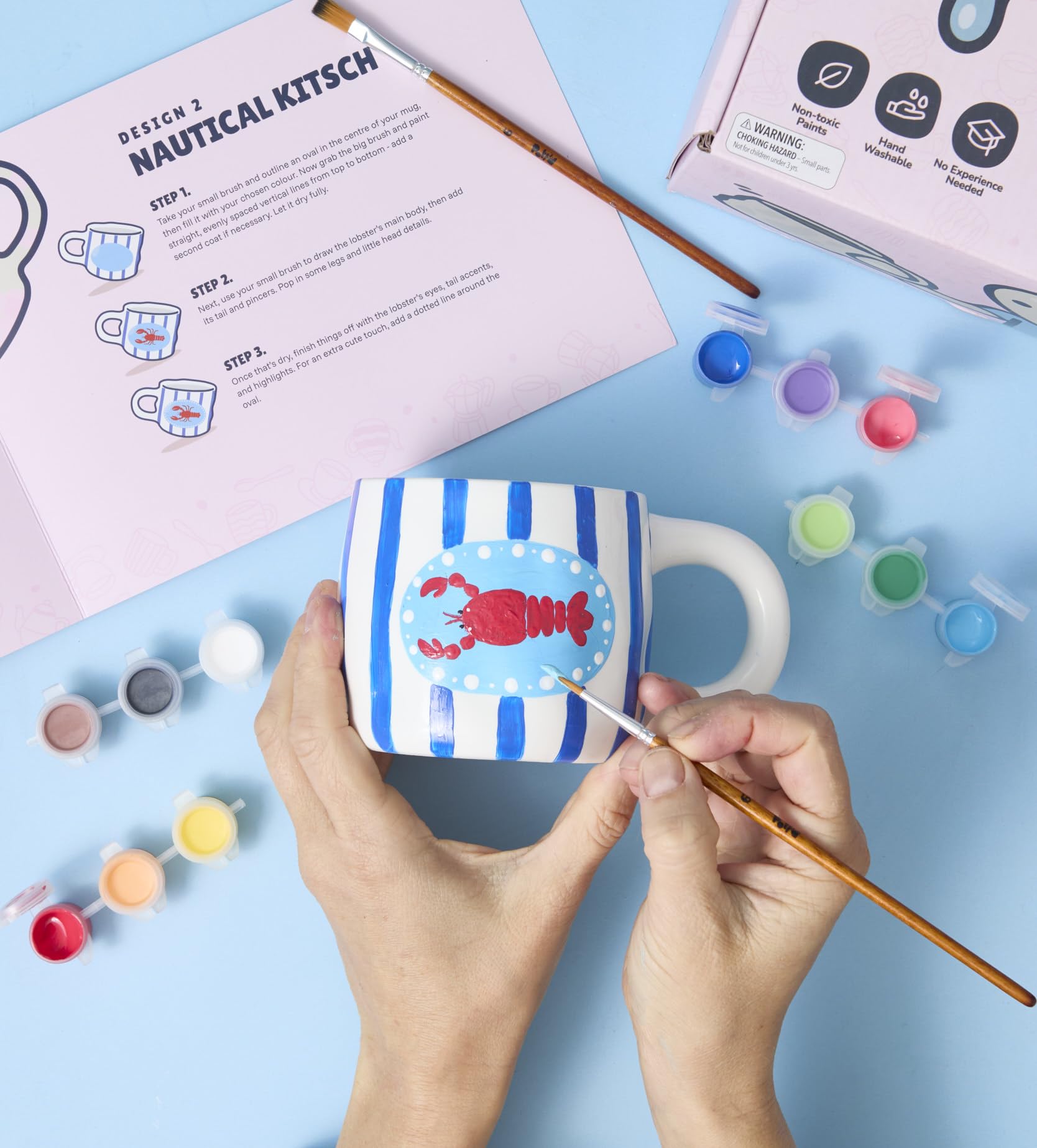 Pott'd Paintables Coffret Mug à Peindre, Kit de Peinture sur Céramique pour Adultes, Kit DIY de Peinture sur Mug pour Débutants avec Mugs, Peintures, Pinceaux et Guide d’Inspiration