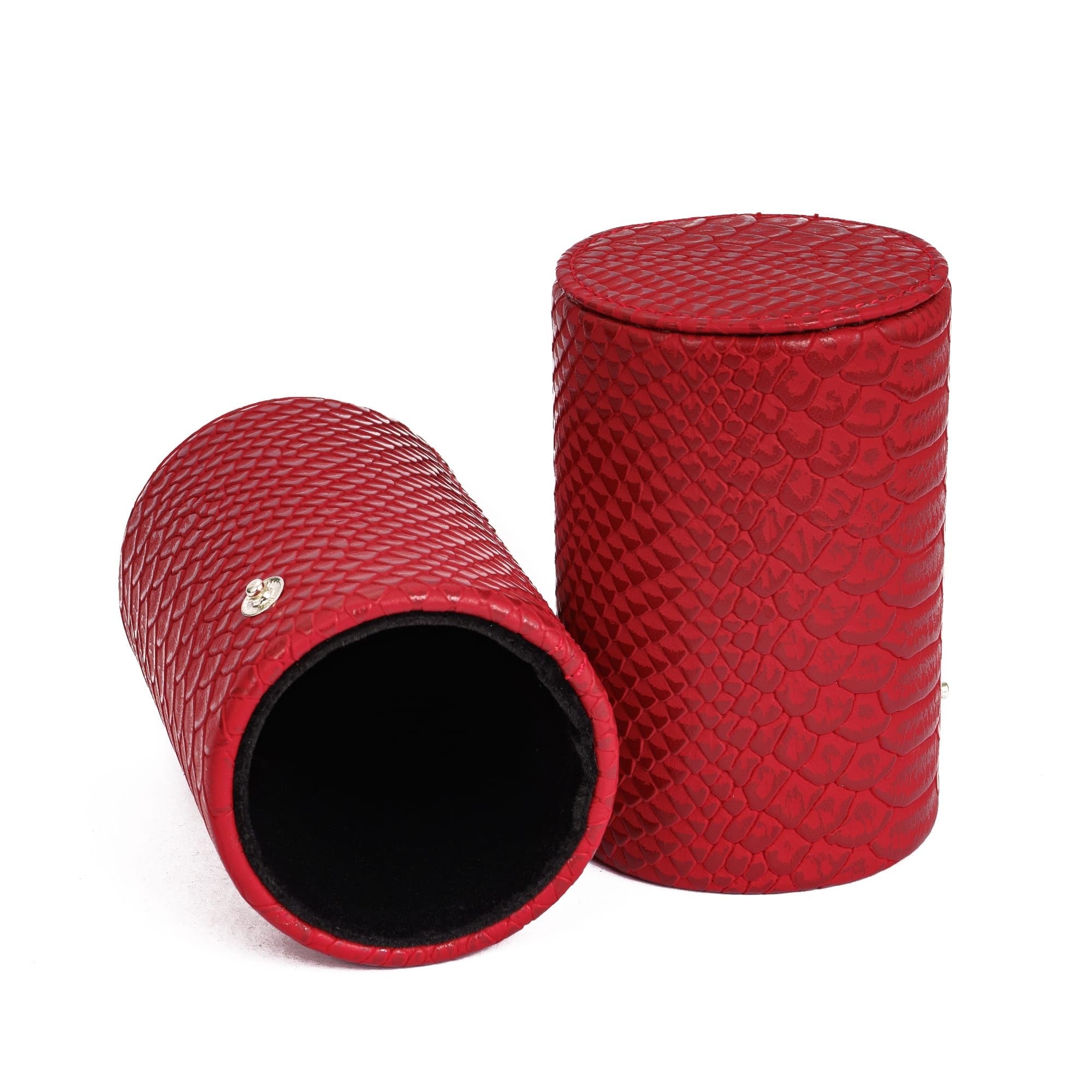 Cusdie 2 in 1 Dice Tray and 2 Dice Cups Foldable Tray Leather Dice Holder for DND Dice Game Table Games (Red) - Image 4