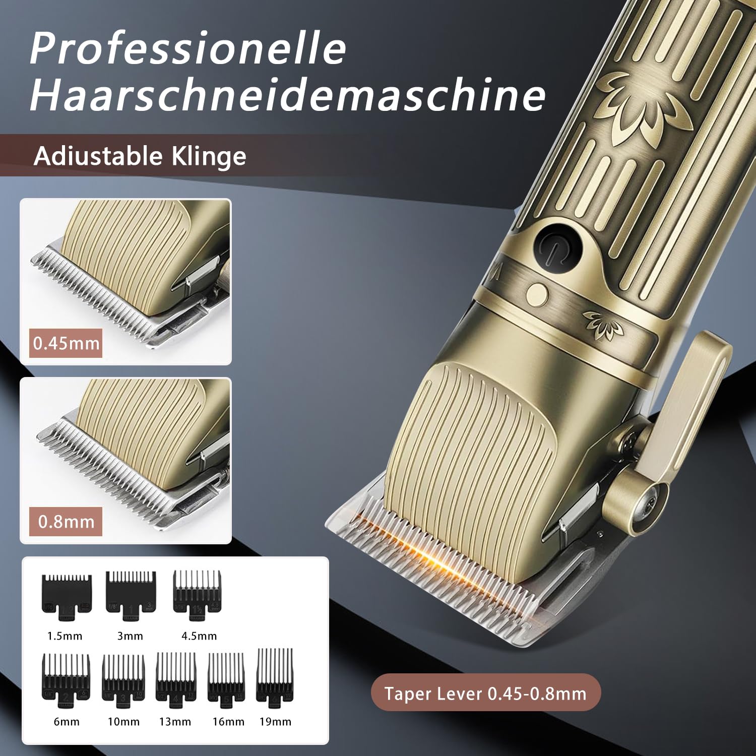 Haarschneidemaschine Profi für Männer, T-Blade-Friseur-Haarschneider und Trimmer-Set, 4-in-1-Akku-Haarschneider für Barbier, Folienrasierer Rasierer，Nasenhaartrimmer，mit LED-Display