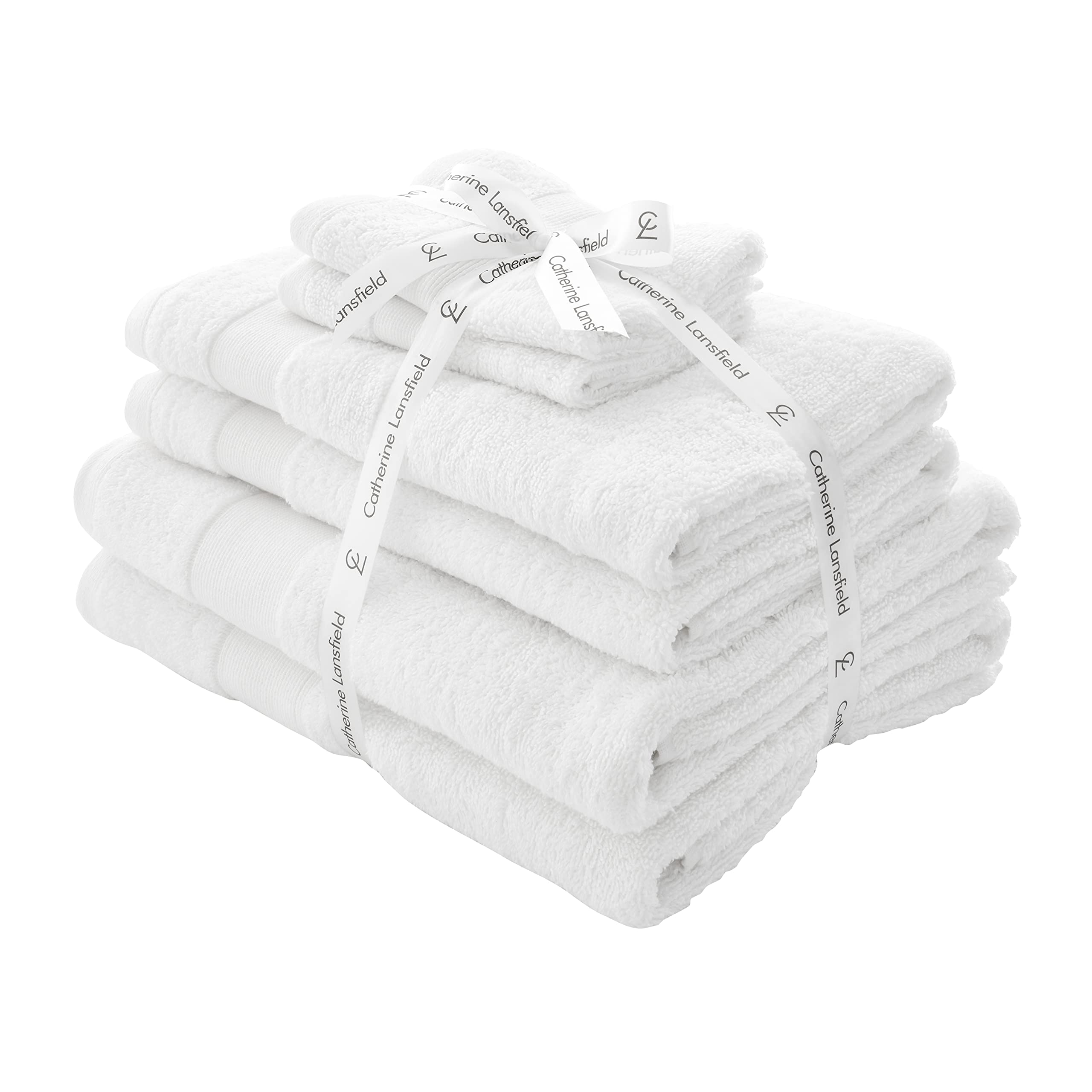 Catherine Lansfield Anti Bacterial 6 Piece Towel Bale - White - 100% Cotton
