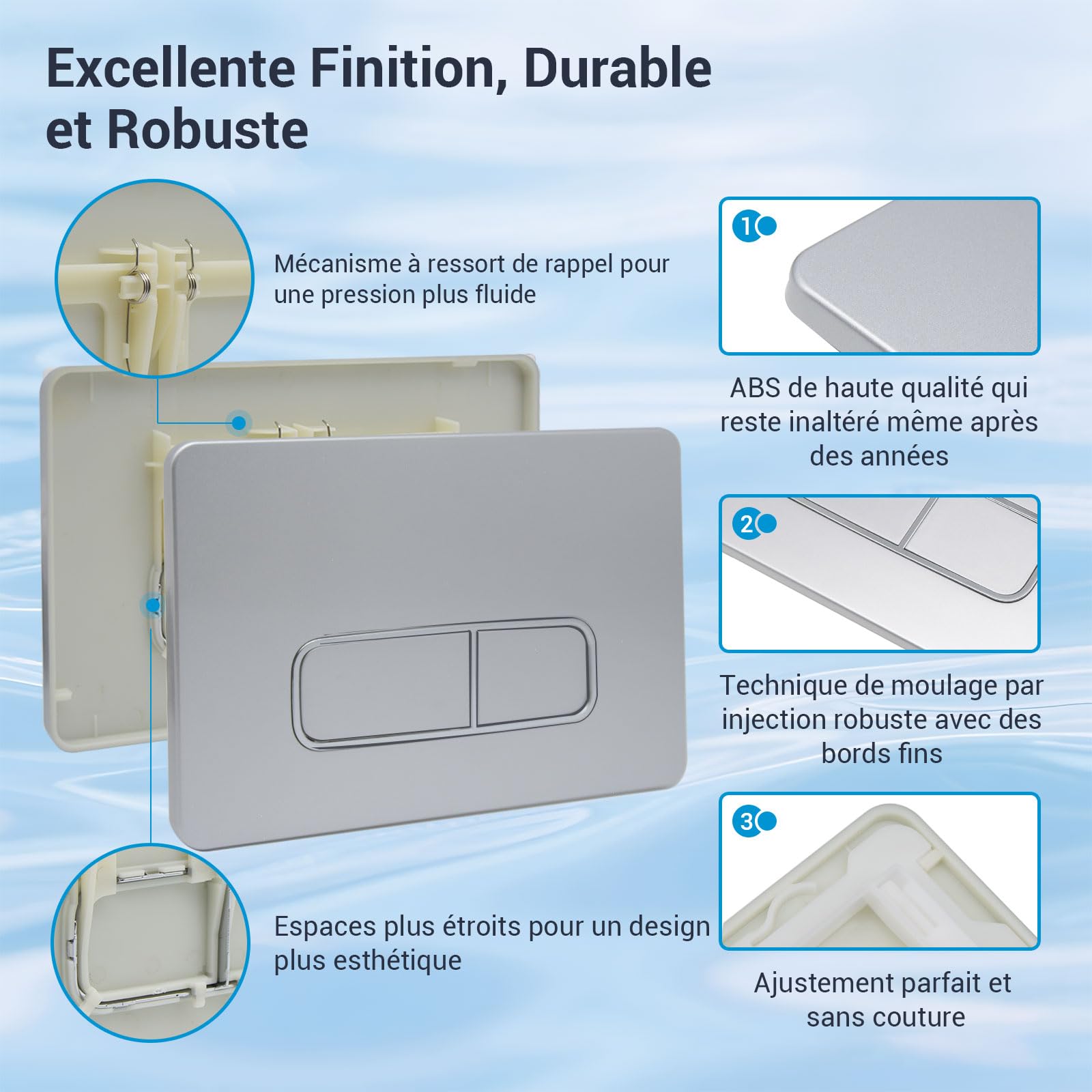 Plaque De Commande WC GEBERIT Sigma50 Double Touche, Couleur Métallique Chrome Noir