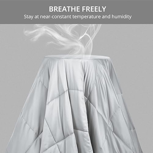 Miniatura 5 de HOMBYS Edredón ligero de viscosa refrescante de bambú, tamaño individual, relleno de edredón alternativo, 100% viscosa hecha de bambú, 8 pestañas en