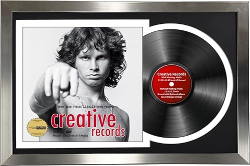 Miniatura 2 de Creative Picture Frames Marco para discos de Jukebox de 16 x 24 pulgadas con acabado de acero inoxidable de 12 pulgadas con doble paspartú blanco y