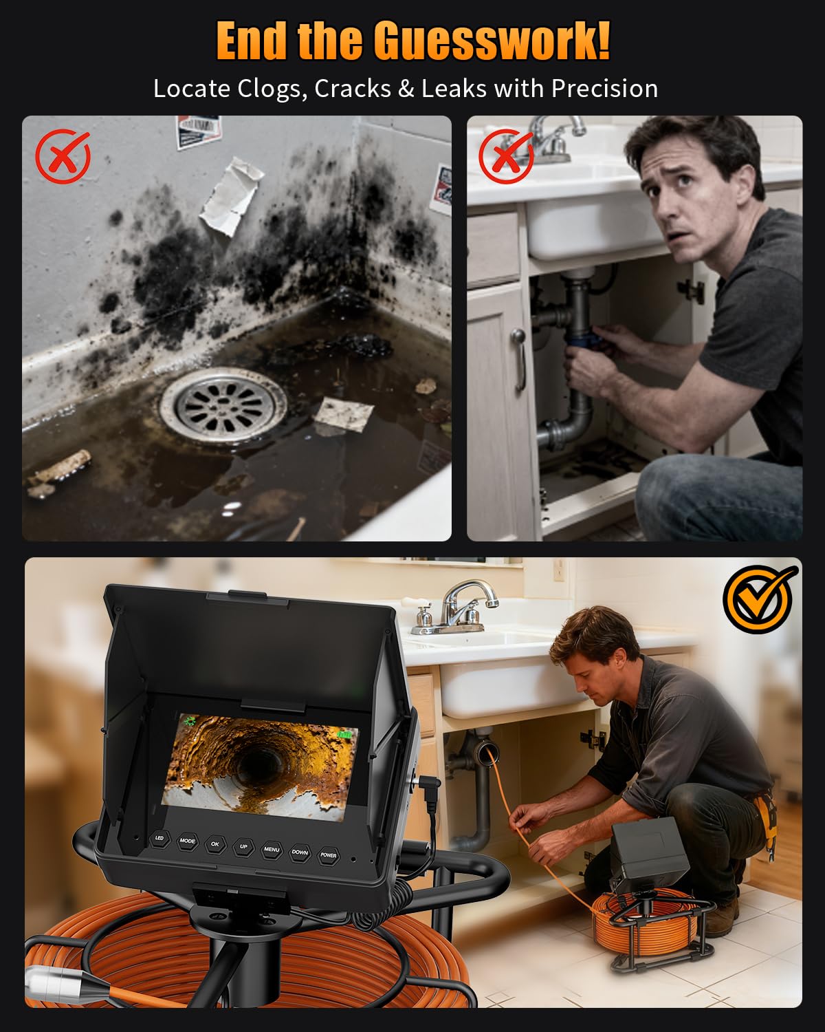 Sewer Camera 100ft - 1080P Inspection -8