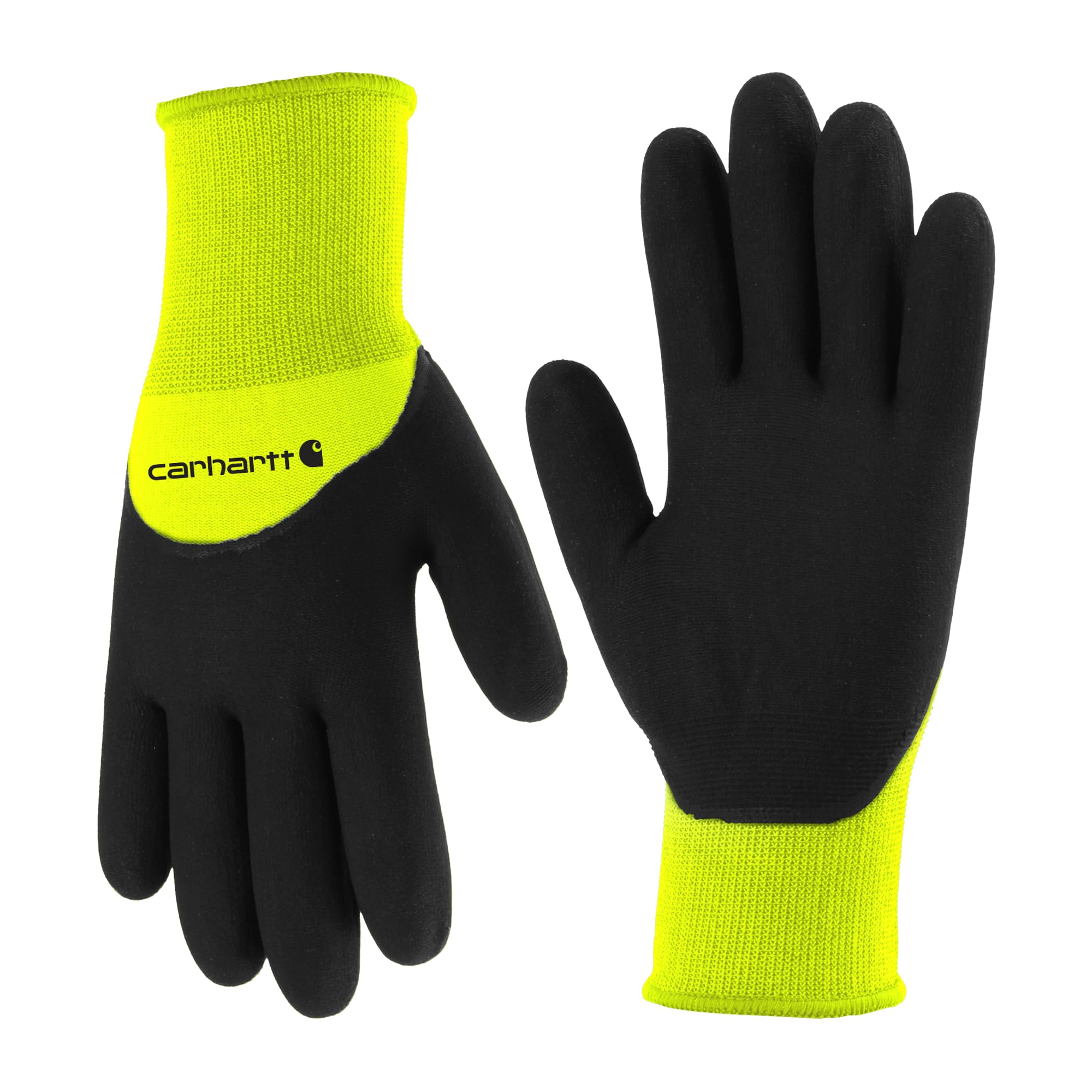 Carhartt Guantes de nitrilo de cobertura completa con forro térmico para hombre, Lima de alta visibilidad, Small