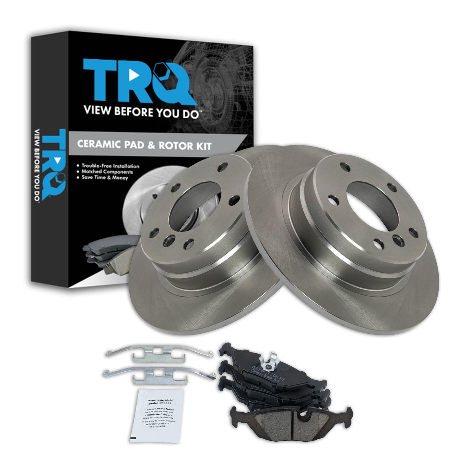 TRQ Rear Brake Pad and Rotor Set Ceramic Compatible with 1992 BMW 318i