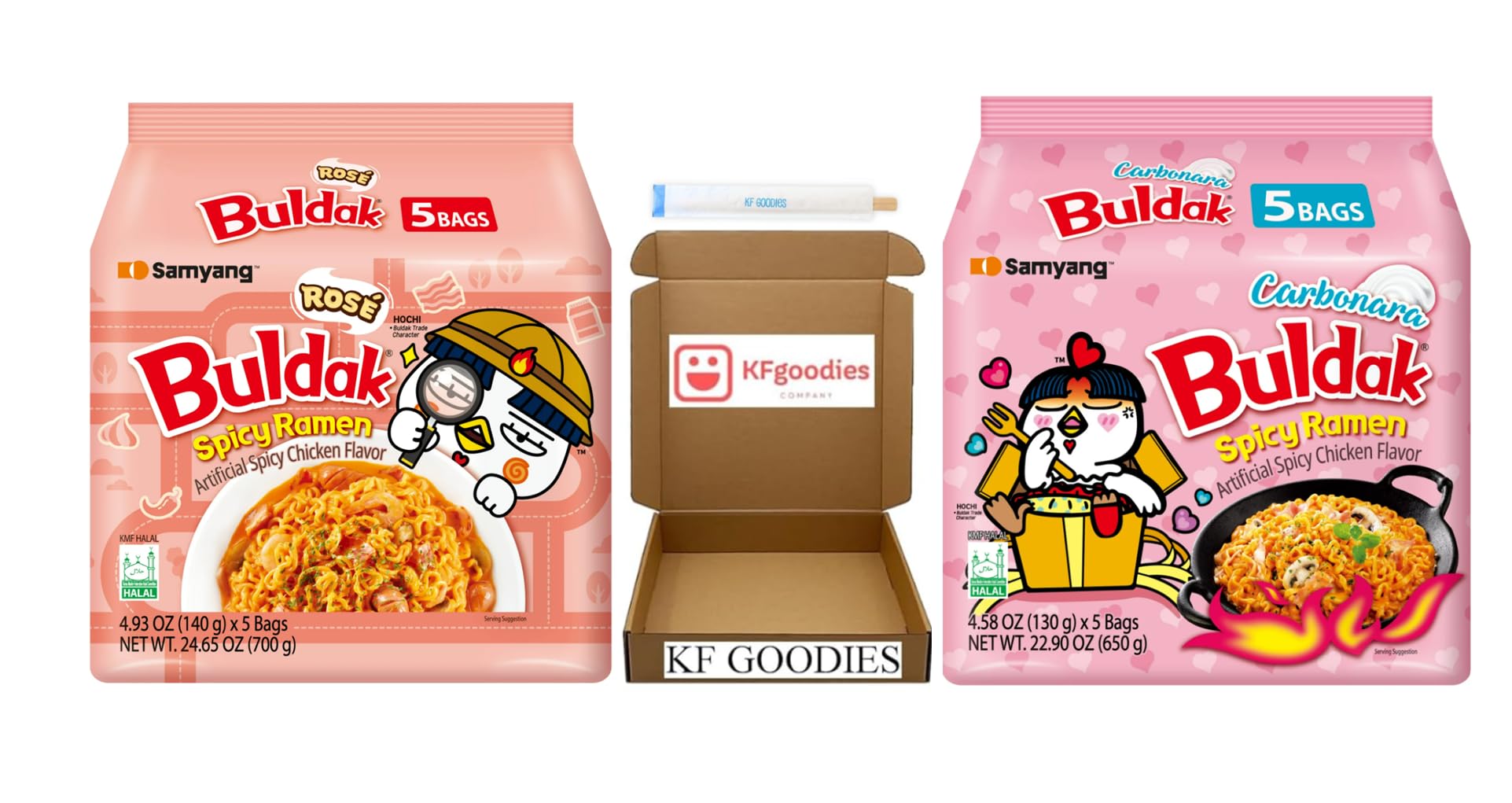 KF GOODIESKorean Ramen Variety Pack Gift Box (10 Count) – Spicy Buldak Noodle Assortment for Birthdays, College Care Packages, Office Snacks, and Gift Baskets