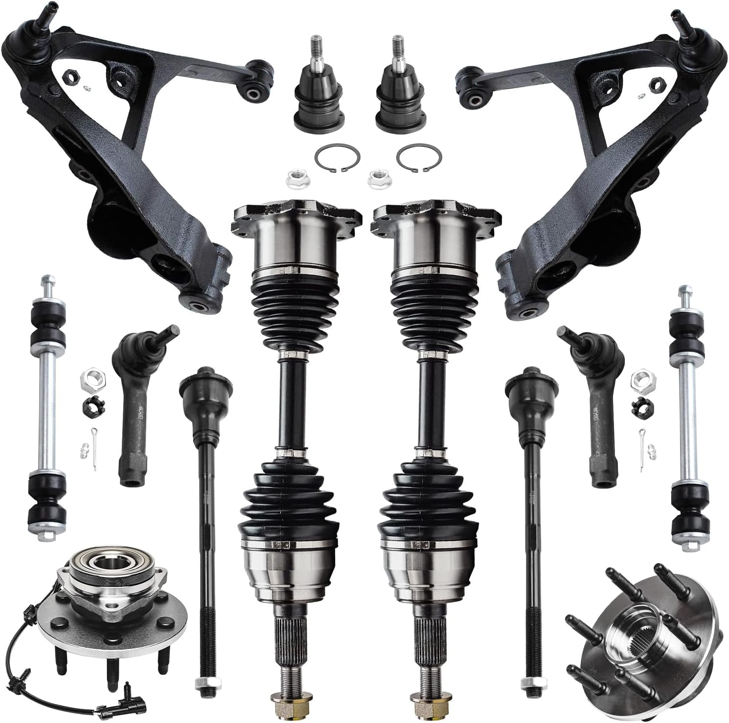 Detroit Axle 4WD 14pc Front CV Axles Kit for Chevy GMC