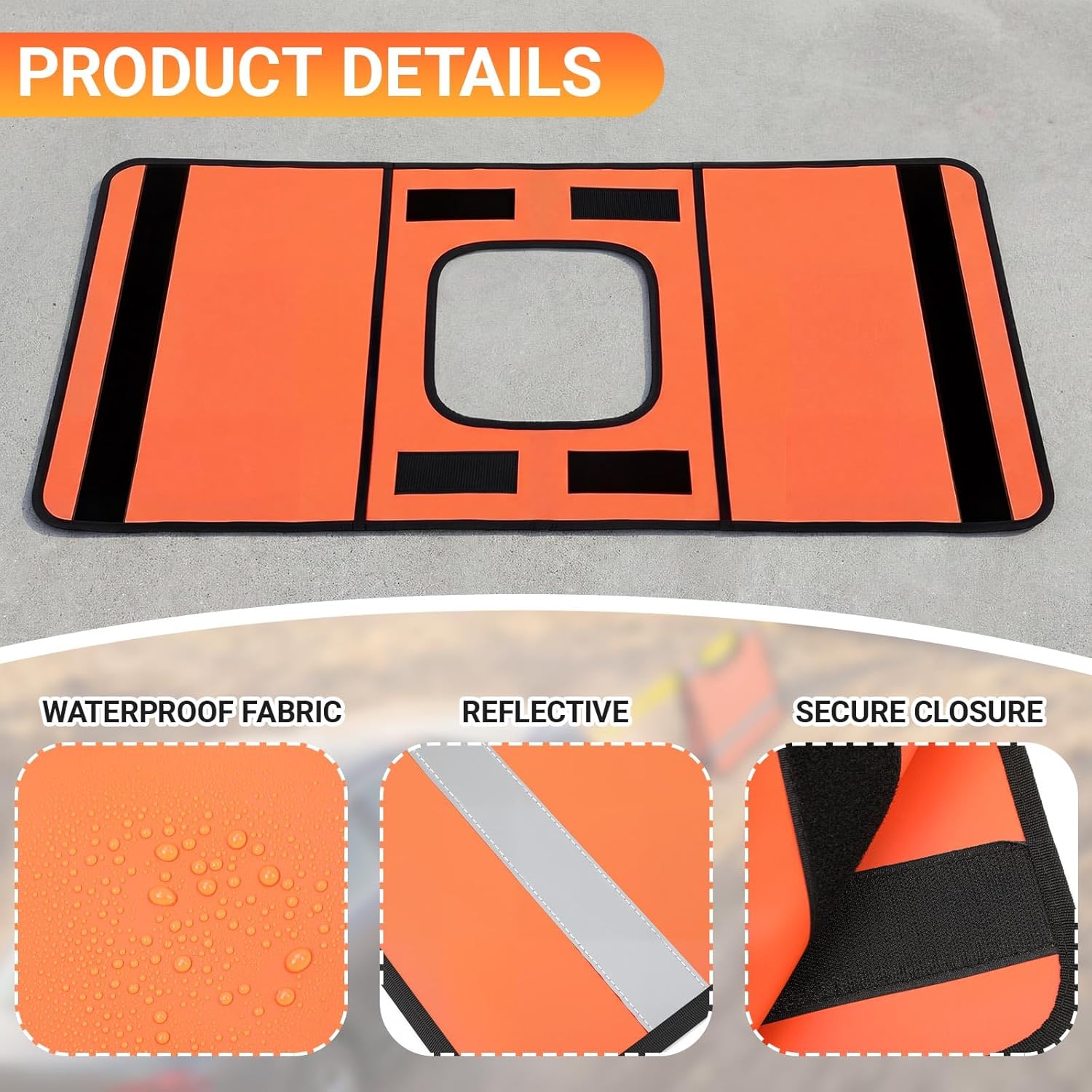 Tegeme 2 Pack Winch Damper Heavy Duty Vinyl Construction Winch Cable Damper Car Off-road Safety Cable Recovery Rope Dampener Blanket with Reflective Strips