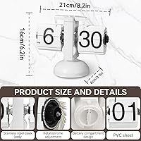 Vista 2 de Reloj Flip Retro, Diseño Vintage Flip Escritorio Reloj Mesa con Batería Digital Abajo wіth Interno Gear Operado (blanco)