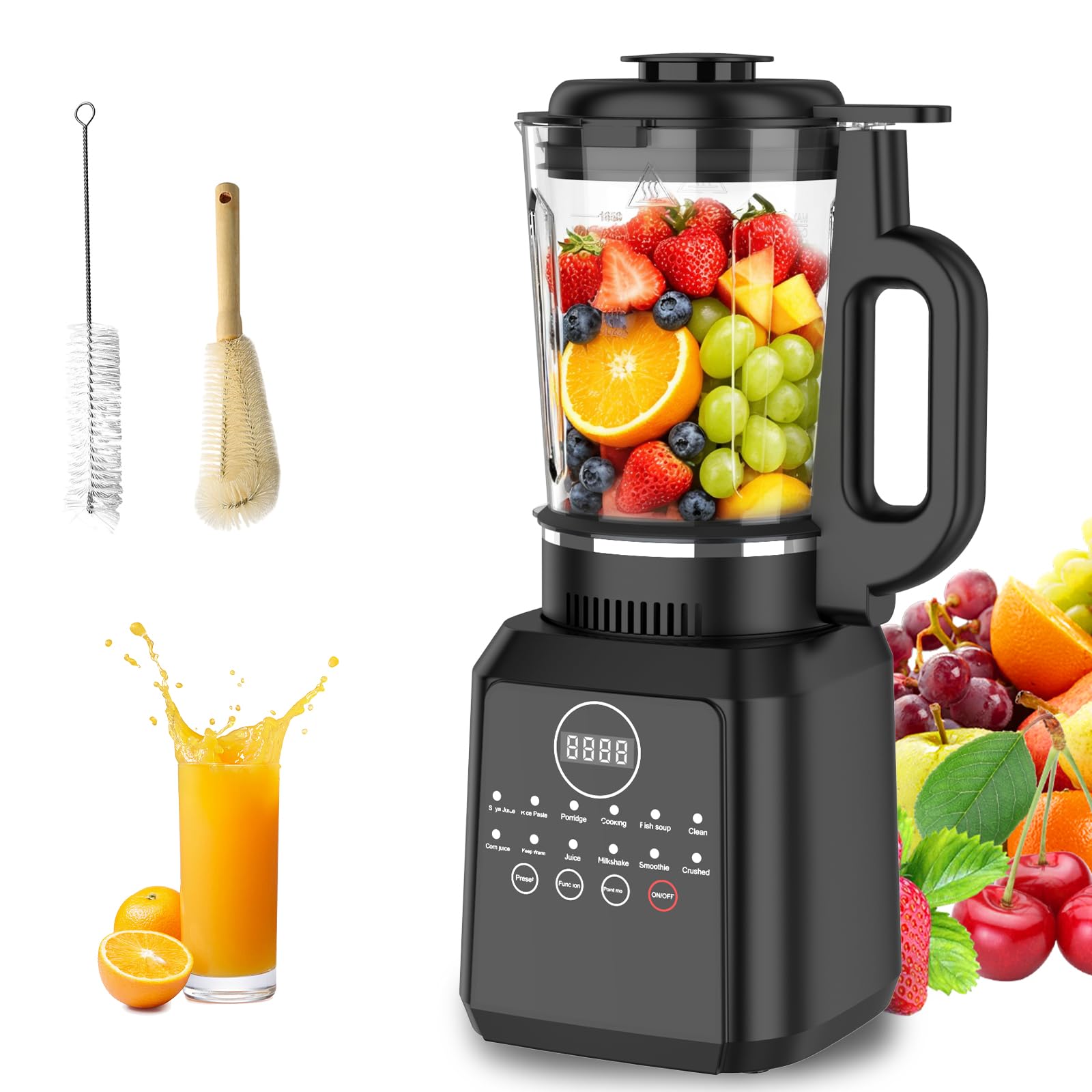Macchina per Latte di Noci, 1.65L Macchina Latte Vegetale con Funzione Autopulente, Appuntamento Intelligente 24H, Lama in Acciaio Inossidabile a 14 Taglienti, Macchina del Latte di Soia per Familiare