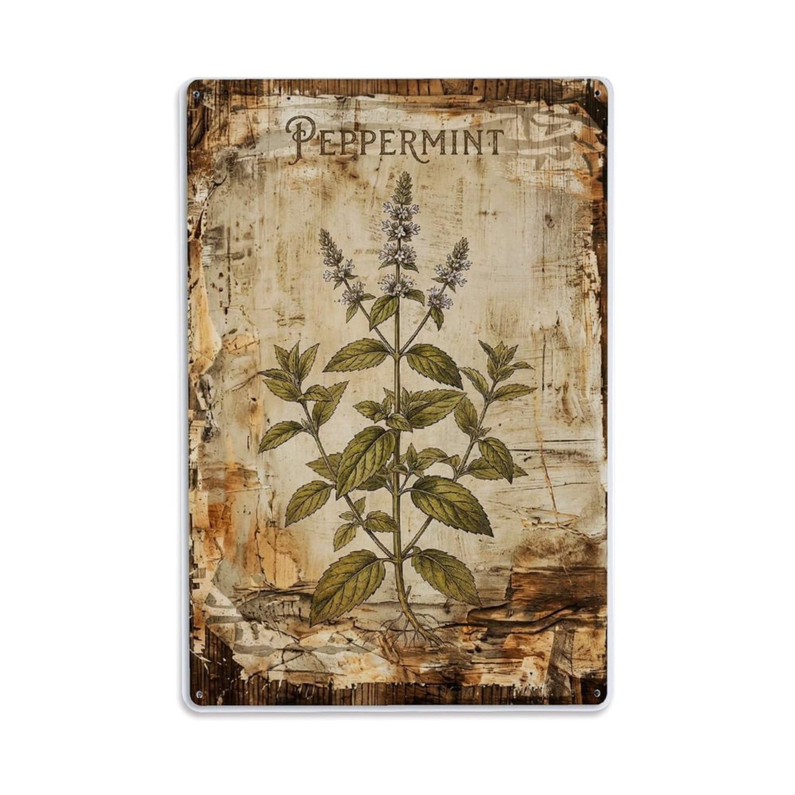 Fqnyr Style Peppermint Botanical Metal Tin Sign Plaque Wall Decor For Cafe, Club Bar, Office, Home Garden Metal Poster 8X12inch