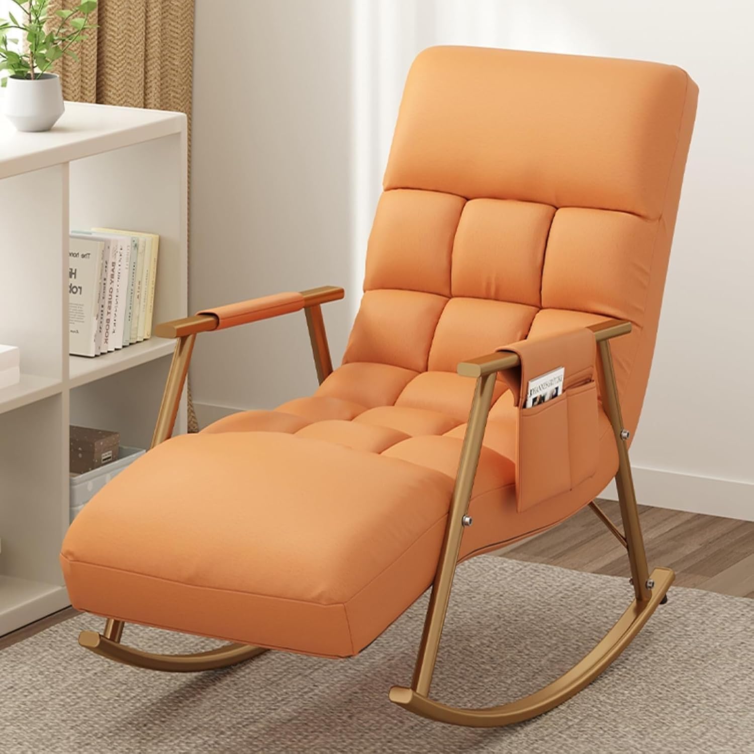 Rocking Outdoor Lounger Chair Chaise Lounge Zero Gravity Rocker,Cozy Rocking Chair for Bedroom & Living Room, Comfortable Lounge Chair with Padded Cushion, Stylish Indoor Seating, Perfect fo