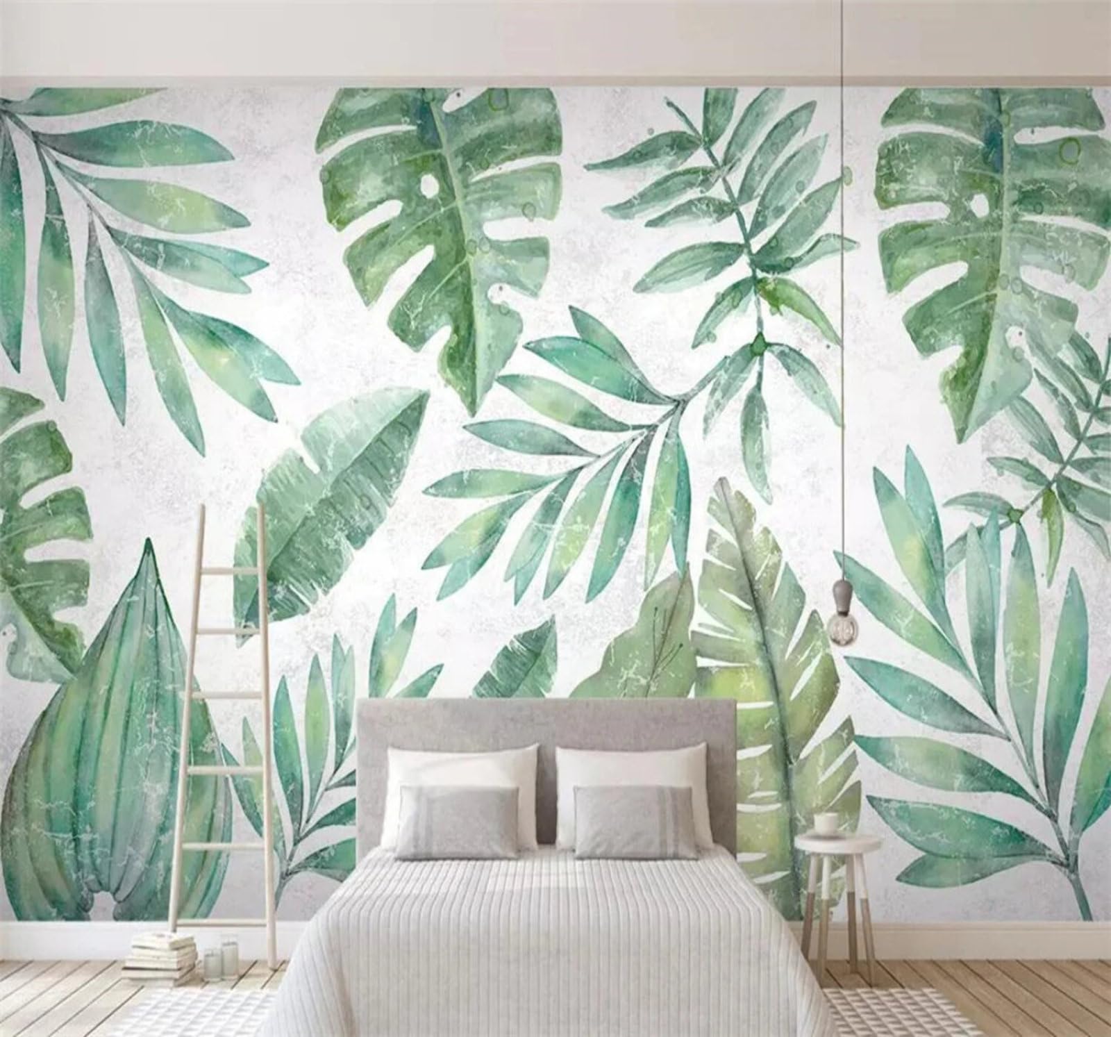 Fresh Hand Drawn Tropical Plants Banana Leaves 3D Wallpaper Easy Install Feature Office Living Room Sofa Bedroom TV Background Wall Decoration-400cm×280cm