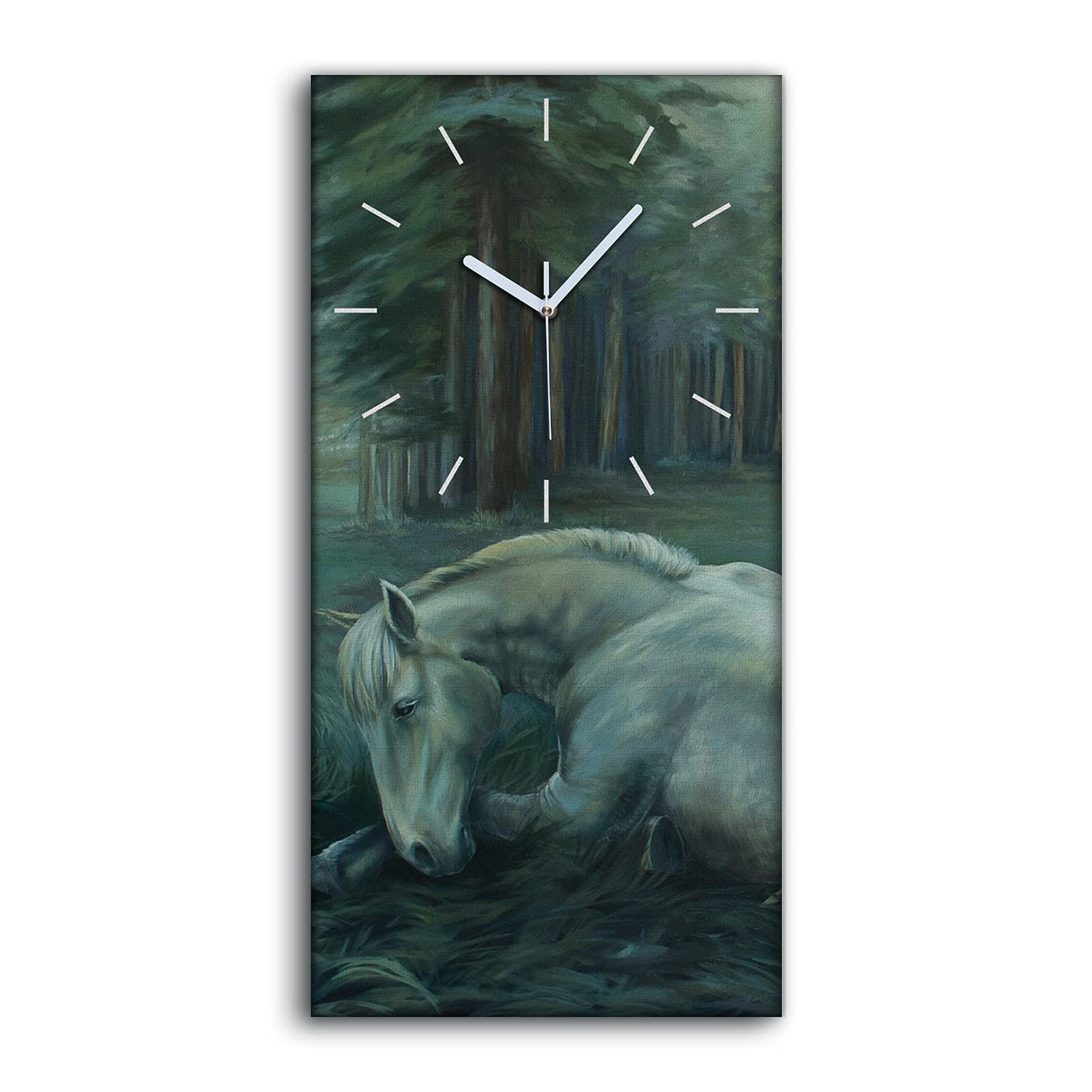 Horloge sur Toile Nature salon moderne tableau arbres forestiers 30x60cm