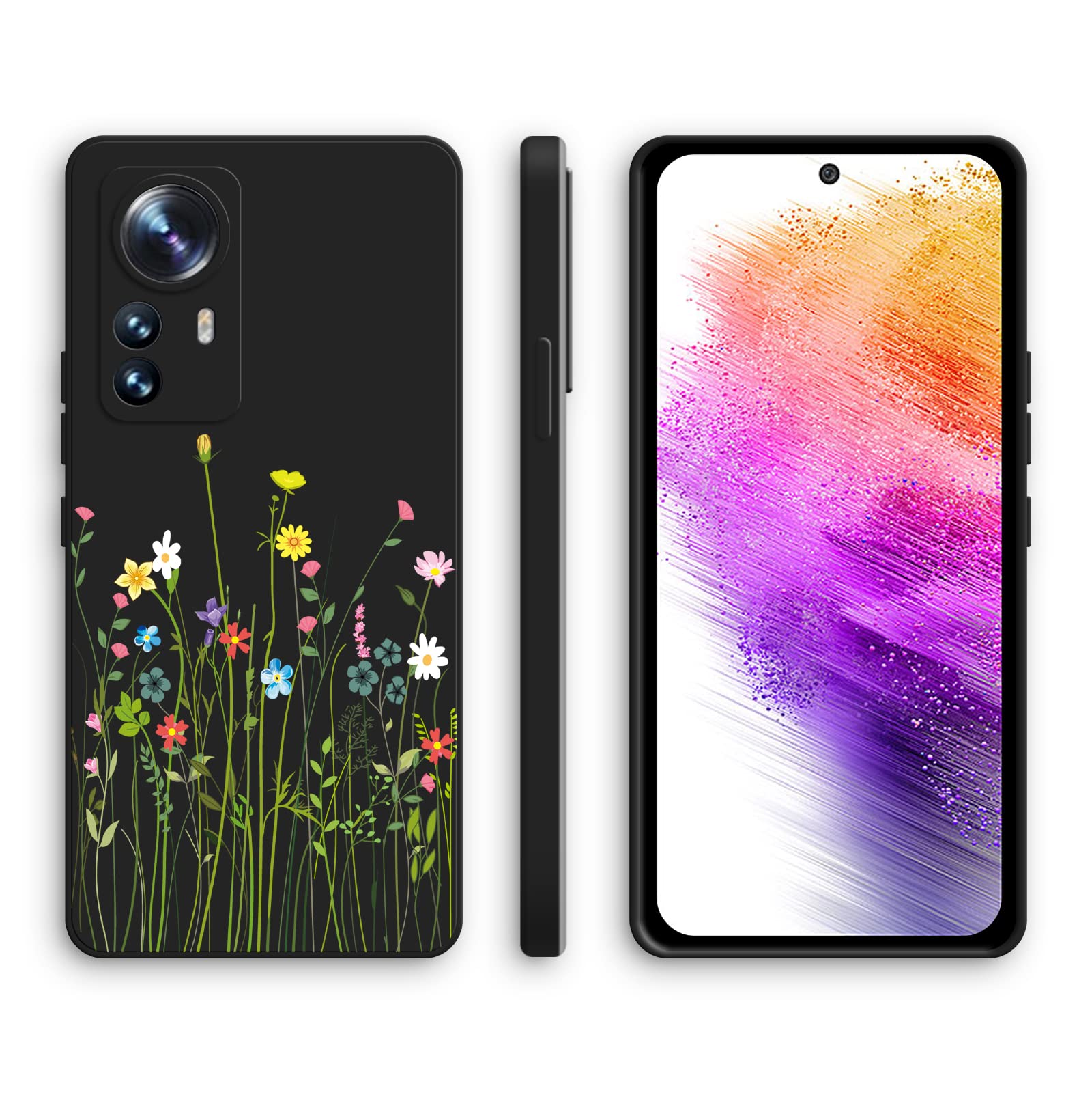 XINYEXIN Cover per Xiaomi 12 / Xiaomi 12X / Xiaomi 12S, Custodia in Silicone Morbido Antiurto Ultrasottile con Motivo Carino, Design a Bordo Dritto - Lavender, Green