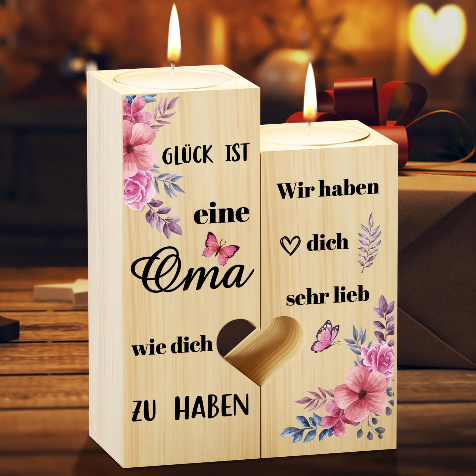 Funnli Oma Geschenk, Kerzenständer Geschenke für Oma Geburtstag Weihnachten Ruhestand Ostern Großmutter von Enkel