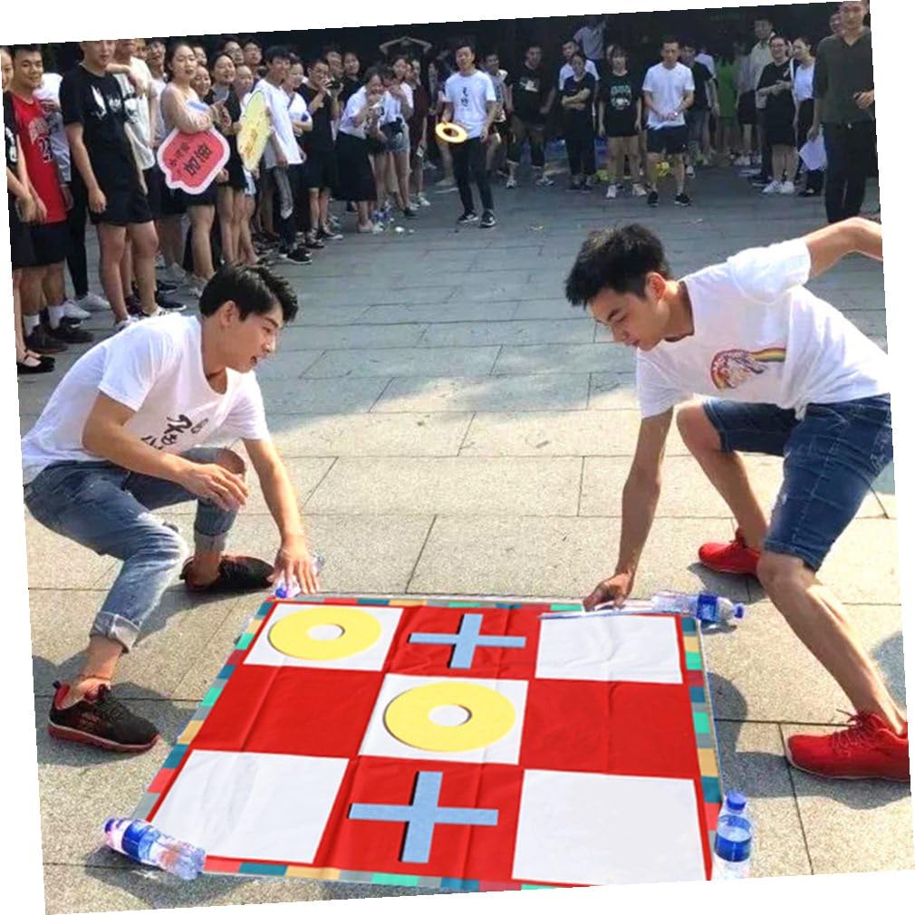 Juego de Suelo Tres en Raya Gigante Portátil para Niños y Adultos, con Tablero de Lona Resistente, Juego Familiar de Exterior E Interior, Adecuado para Viajes y Actividades