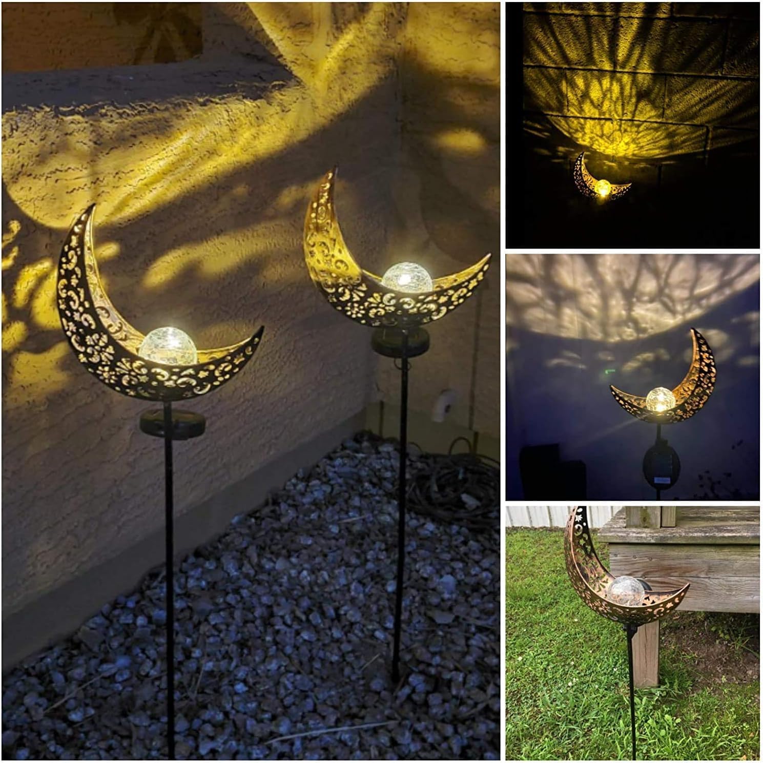 Mond Solarleuchten Garten | Elfen-Fee Mit Glaskugel | IP65 Wasserdicht | 8-12h Betrieb