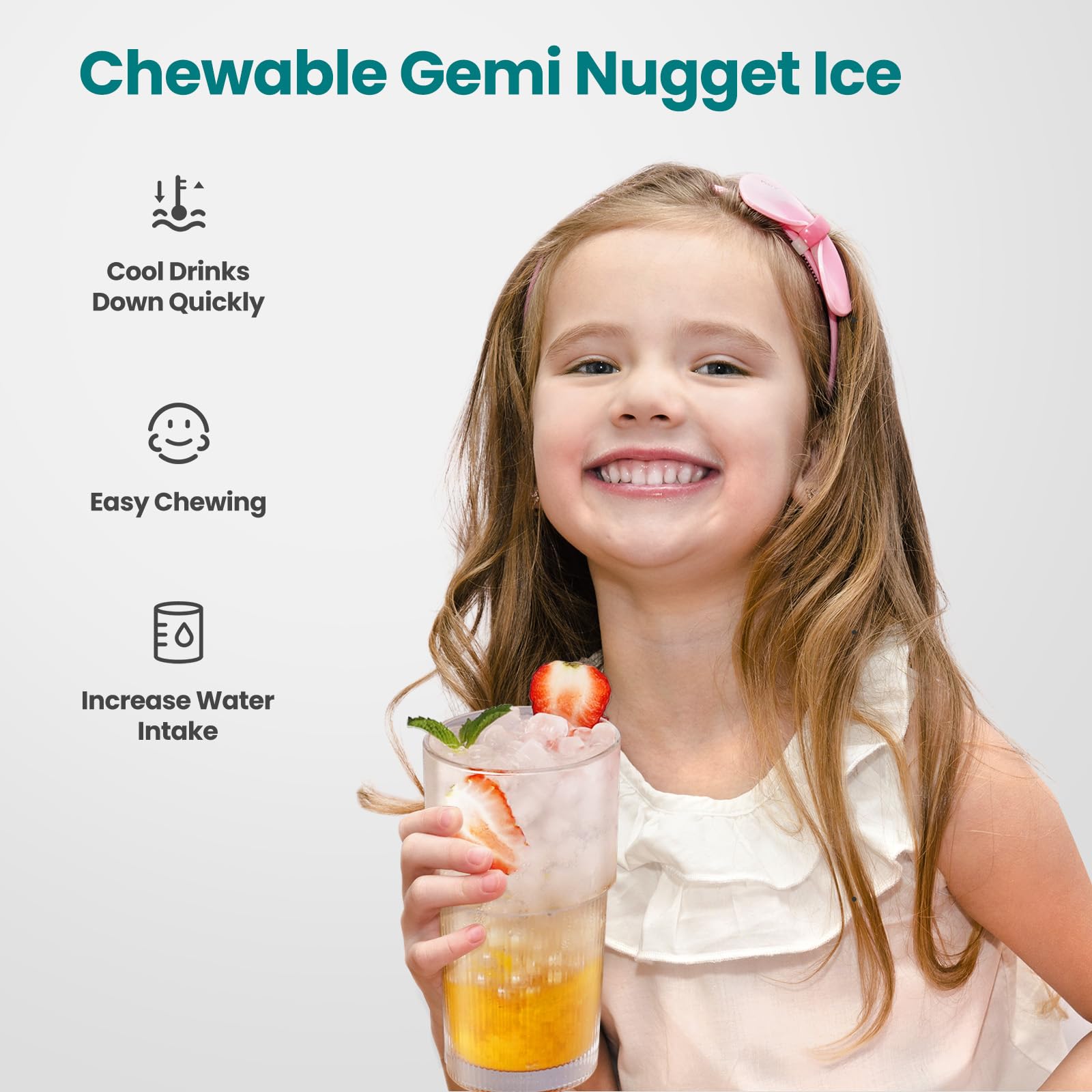Gevi KNOVA Gemi Nugget Ice Maker, Crushed Ice Makers Countertop with Self-Cleaning, Pellet Ice Machine for Home Kitchen Party, Sleek Stainless Steel Housing (Gray) on Fridge.com