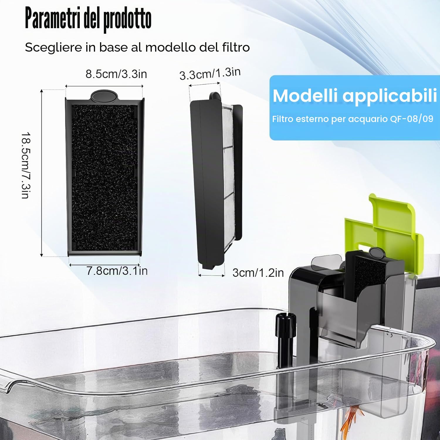 Forever Speed Inserto Filtro a Carbone Attivo in Poliestere, per Particelle di Sporco Fini, Carbone Attivo per scolorimento/odori, per filtri Esterni Acquario, Confezione da 6