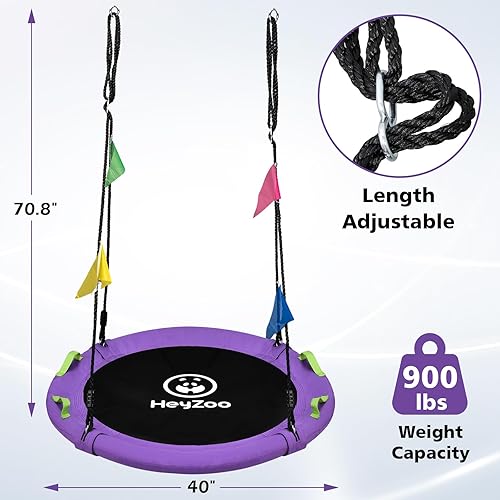 Miniatura 4 de Columpio para árbol, columpio de 40 pulgadas para niños, capacidad de peso de 900 libras, con correas ajustables para colgar, para patio trasero y