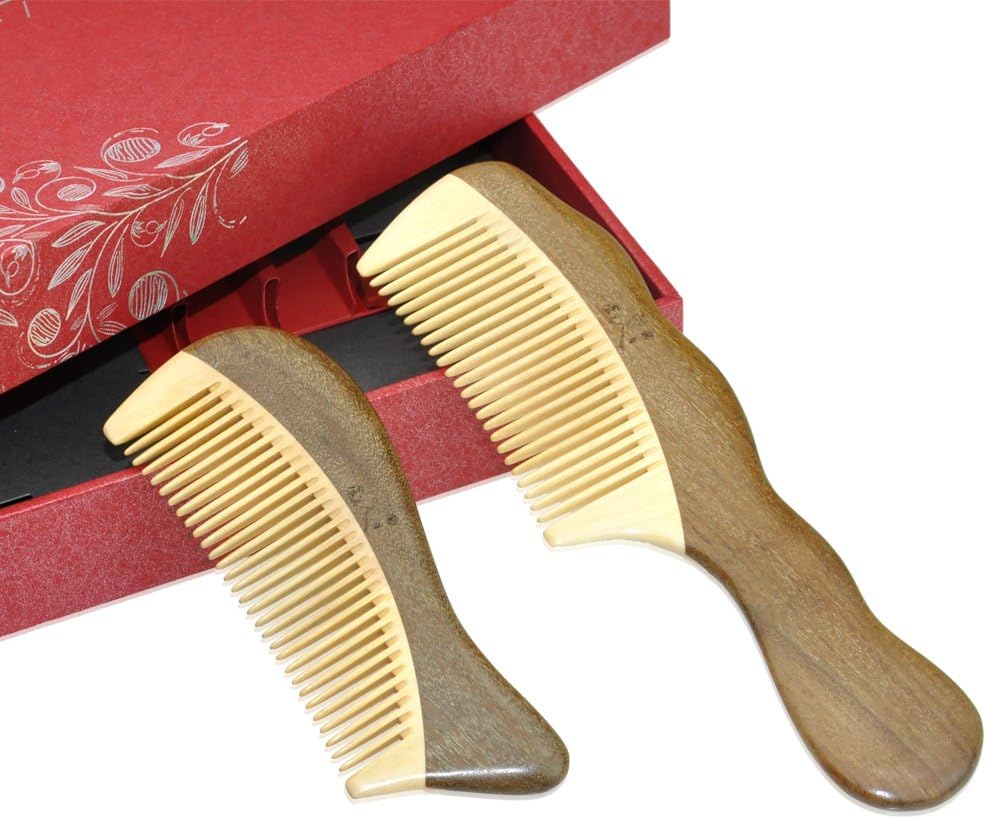 Yumary Anti-static Natural Rose Wood & Boxwood Comb Gift Set