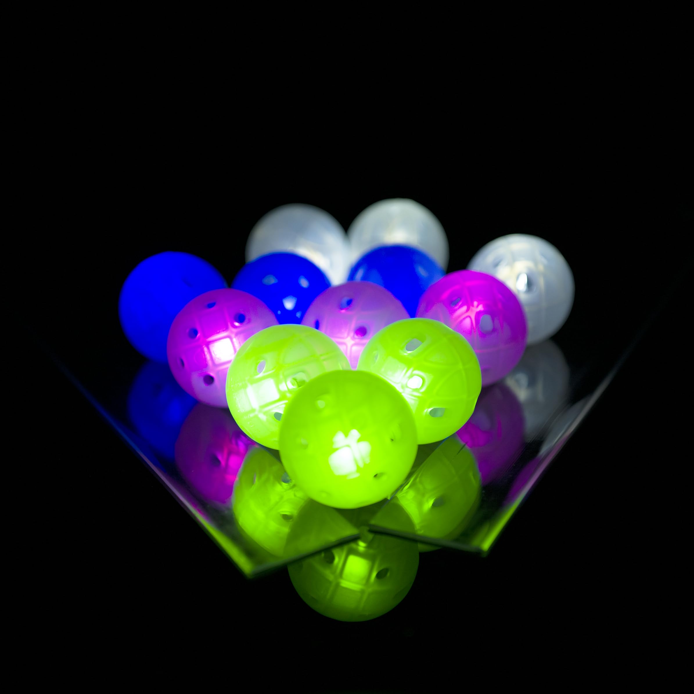 PickleStar Glow in The Dark LED Light-Up Limited Flight Golf Practice Balls - Plastic Balls for Baseball Batting Training, Swing Practice