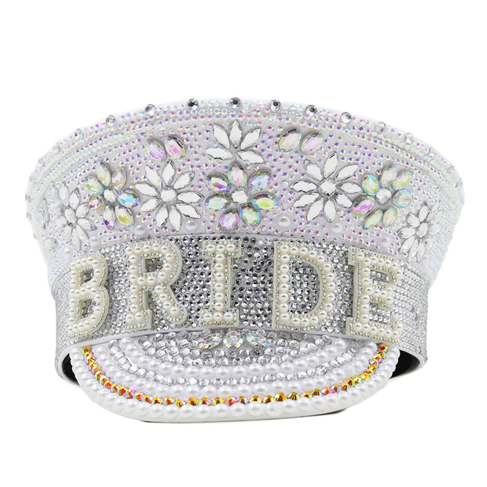 Sombrero de novia con diamantes de imitación, decoración de despedida de soltera, sombrero de novia, despedida de soltera, dama de honor, recuerdo de novia