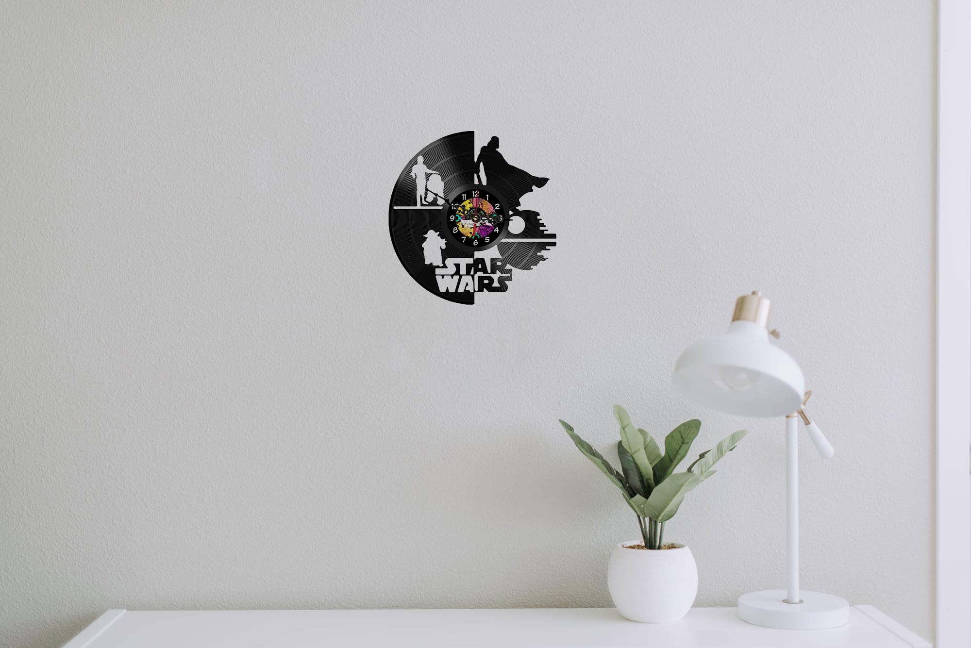 Orologio da Parete in Vinile, idea regalo per gli amanti della serie s t a r wars (3.0), ideale per gli amanti delle guerre stellari, orologio con meccanismo silenzioso, orologio in vinile natale