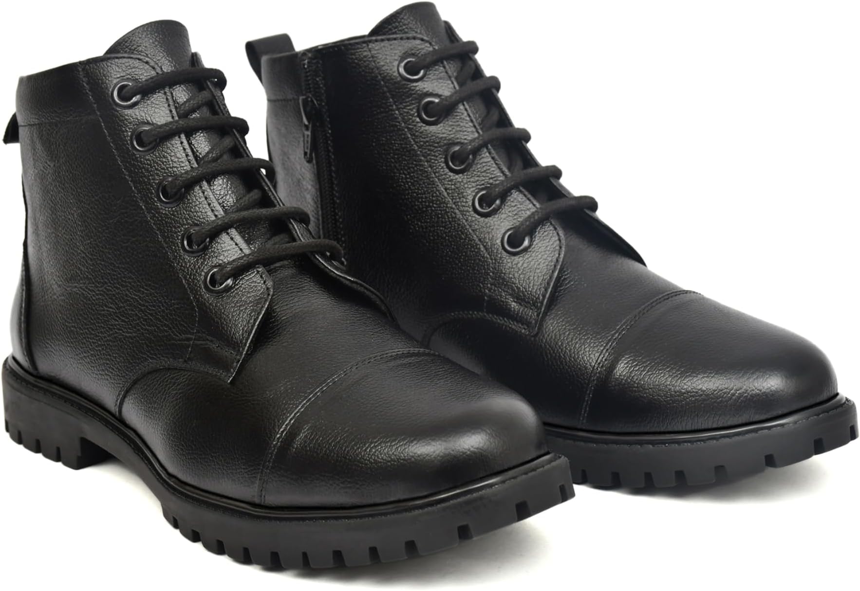 Ankle Boot For Men | Genuine Leather Upper | TPR Sole | | Lightweight | Lace-Up & Side Zip