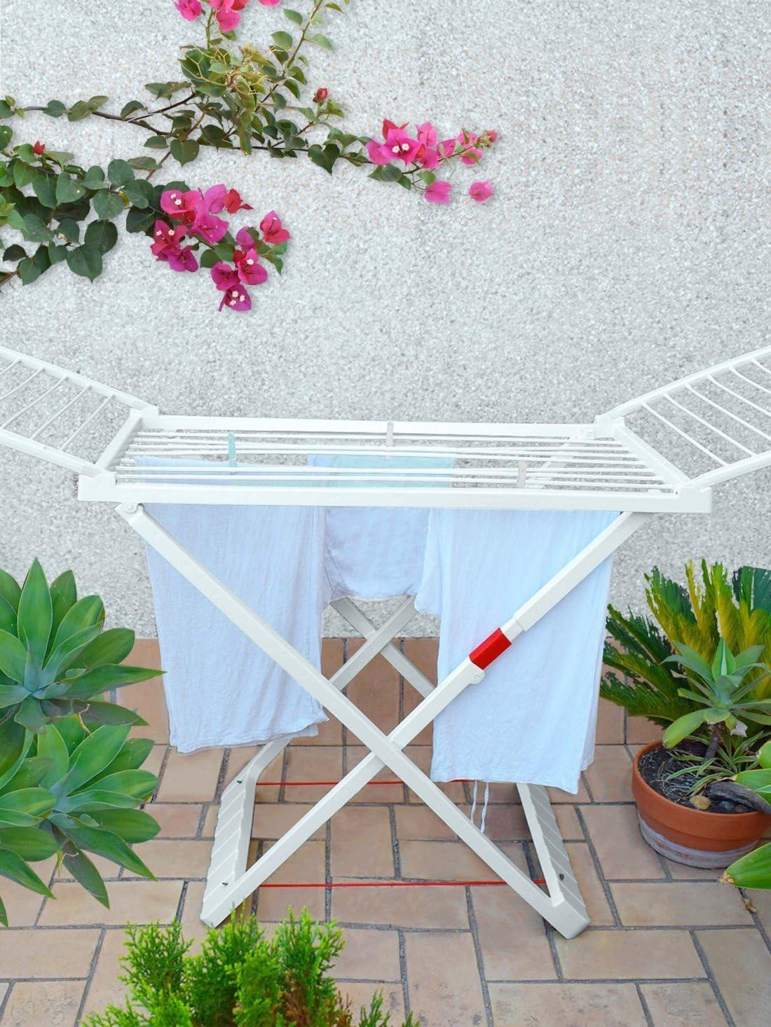 Jardin202 - Tendedero Plegable de Resina Incluye 20 Pinzas – Tendal Abatible Balcón para Interior y Exterior | Plegable (Blanco)
