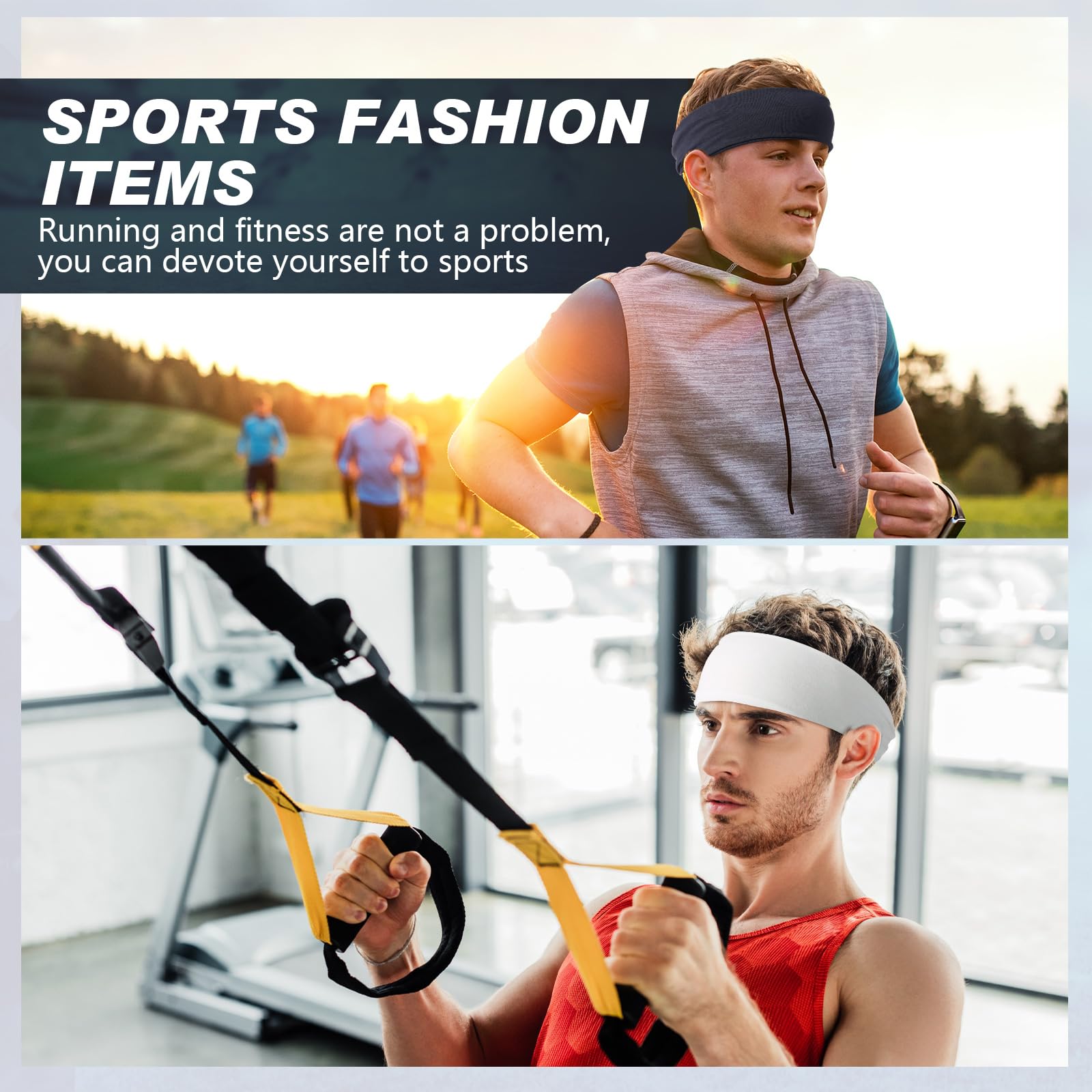 Sport-Schweißbänder für Herren und Damen, Camouflage-Stirnbänder, Workout, rutschfeste Stirnbänder, atmungsaktiv, Fitness, dehnbar, Unisex, Haarband für Yoga, Laufen, Radfahren, Ball, 18