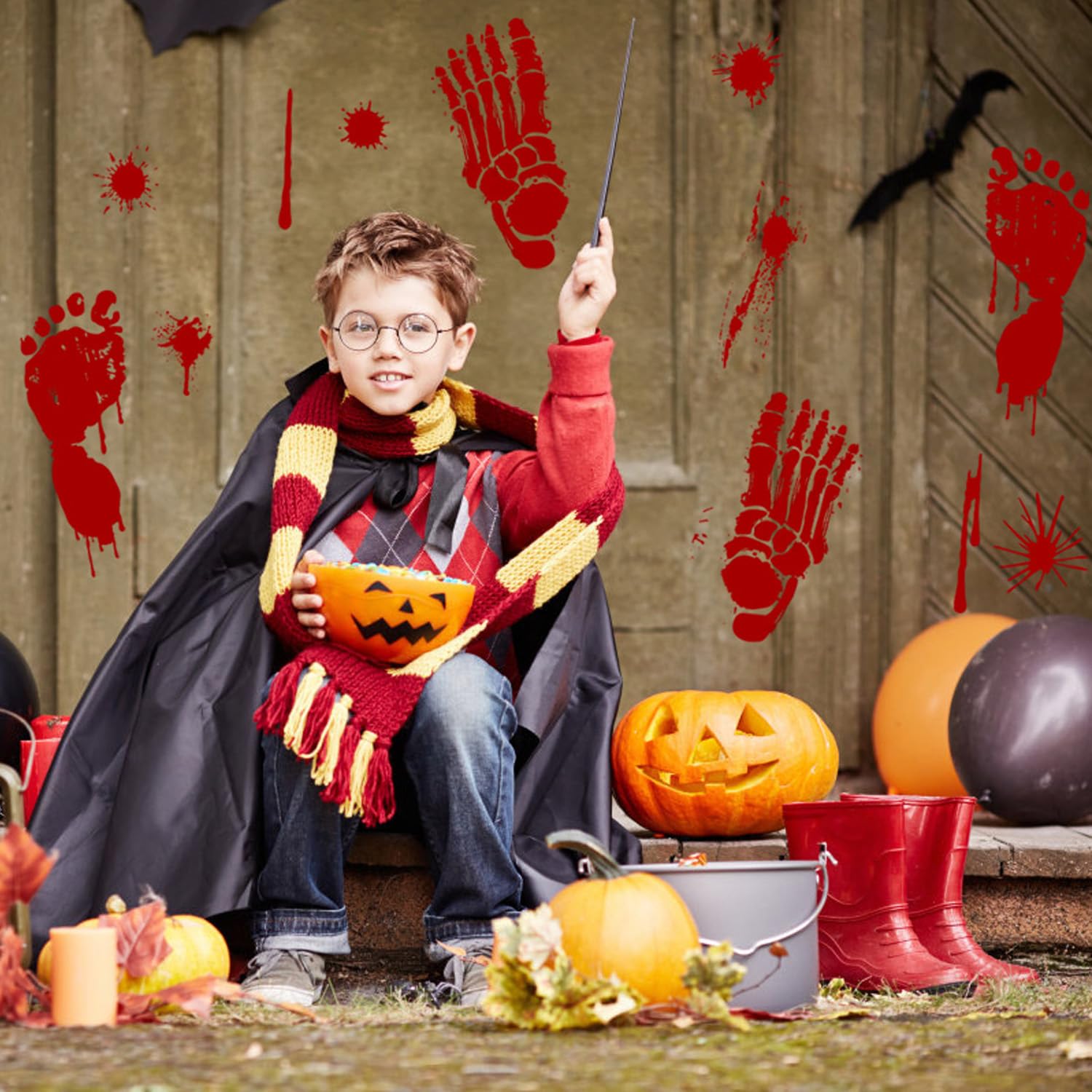 Autocollants D'empreinte De Pied Sanglants, Autocollants De Fenêtre D' Halloween (style A