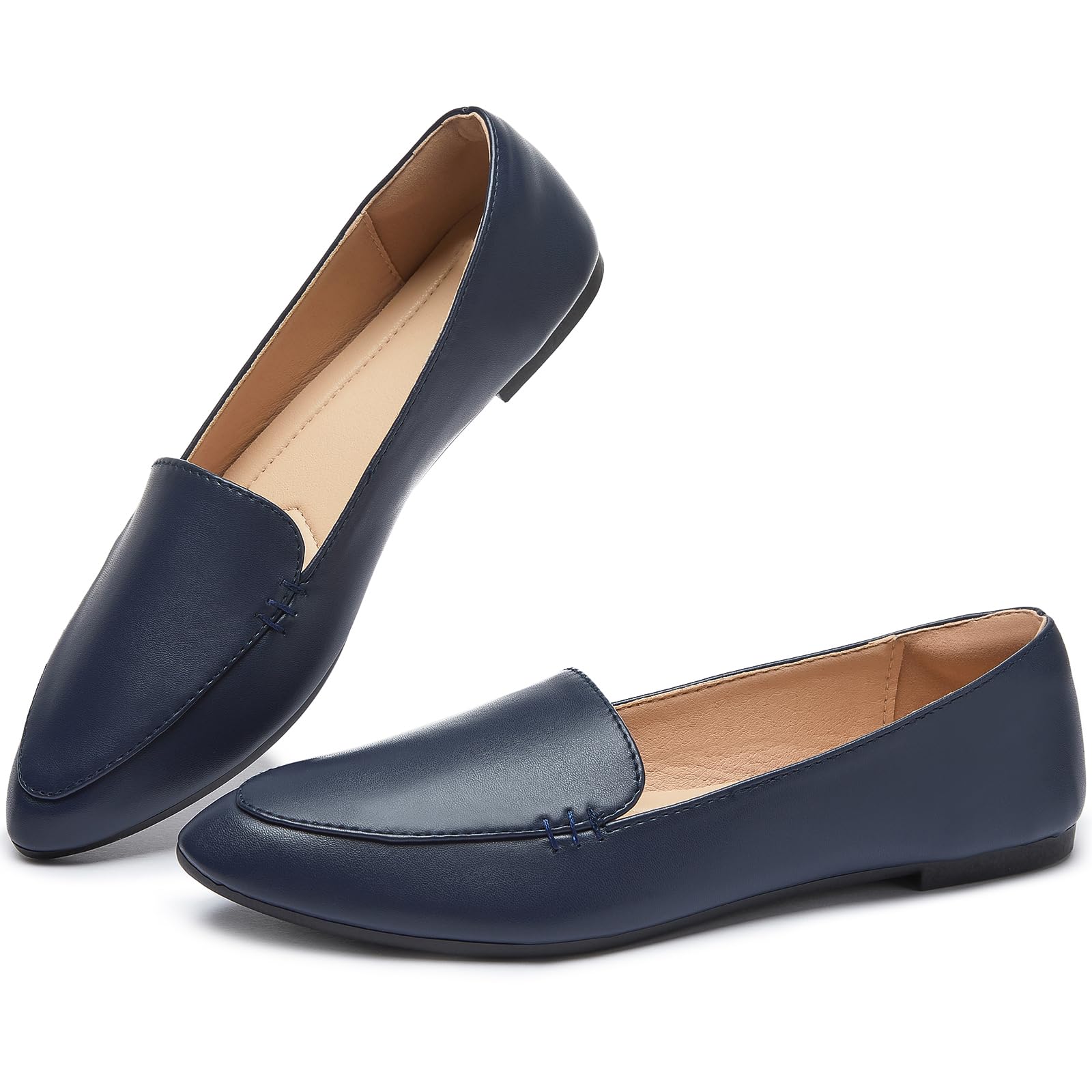 FINIWOR Loafers for Women Flats Shoes Women Pointed Toe Dress Shoes  Comfortable Memory Foam Penny Loafers Slip On Shoes