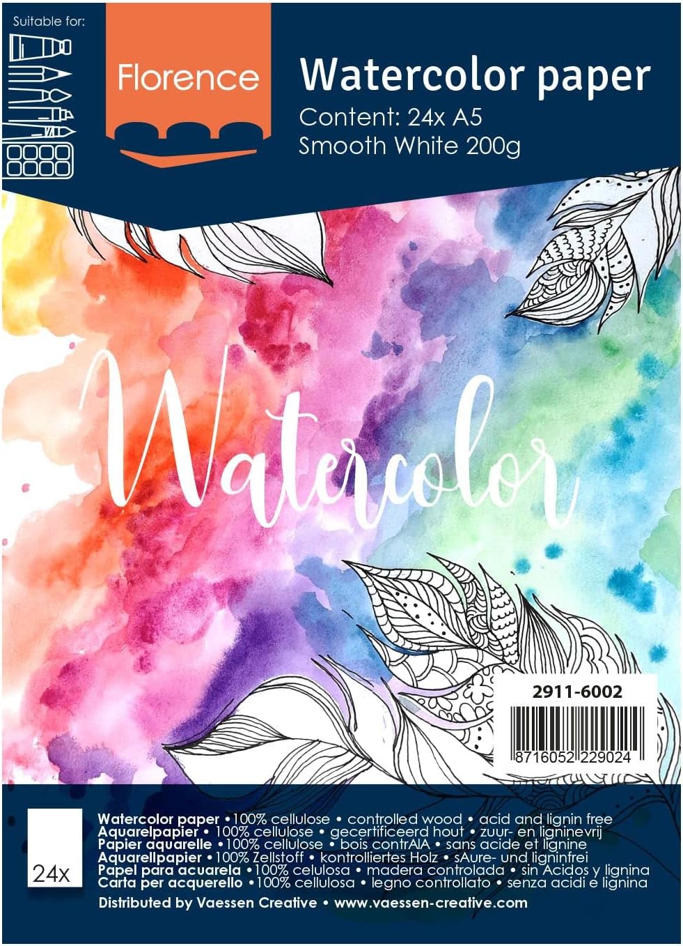 Carta Per Acquerello Iris Ohyama Florence A4 - 300 G/mq, Avorio, Grana Grossa, 100 Fogli Per Belle Arti E Handlettering - Foto 3