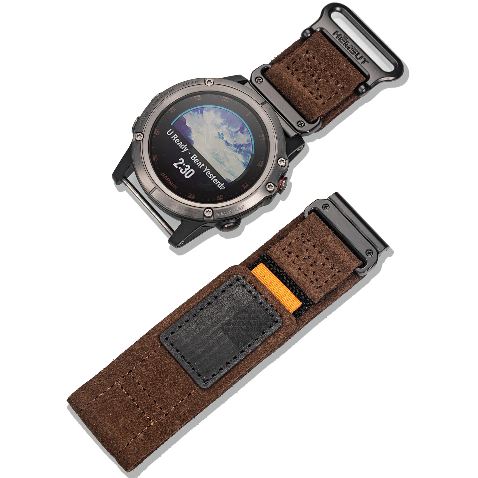 Bracelet de montre en daim souple - 22 mm - Bracelet militaire compatible avec Garmin Fenix 8 47 mm/7/7 Pro/6/6 Pro/5/5 Plus/E 47 mm, MARQ Athlete/Golfer/Driver/Captain/Adventurer/Commander, Instinct