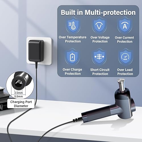 Miniatura 4 de Repuesto de cargador de pistola de masaje de 18 V compatible con BOB y Brad X6 Pro, adaptador de CA para Bob y Brad X6 Pro, pistola de masaje de