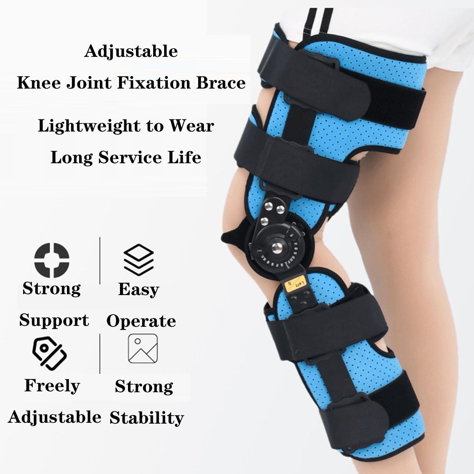 SFKLYU Rodillera Hombre y Mujer, Rodillera Articulada, Rodillera Postoperatoria Estabilizadores Laterales para Rotura de Ligamento Cruzado Anterior (LCA), Menisco Rot,L