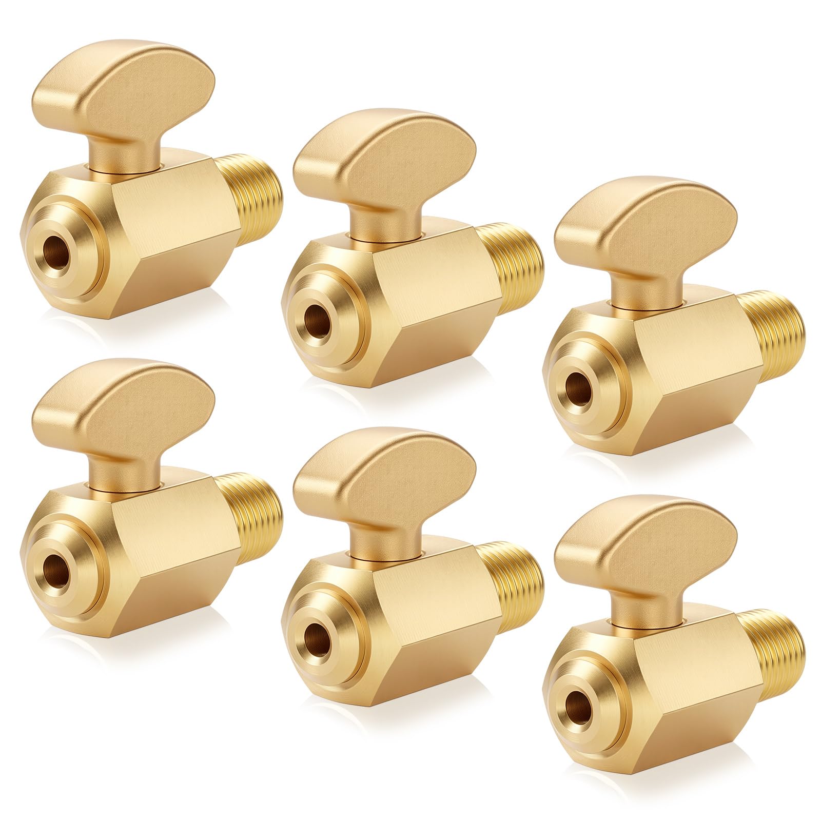 6 Pcs Brass Air Tank Drain Valve, 1/4 Inch NPT Male