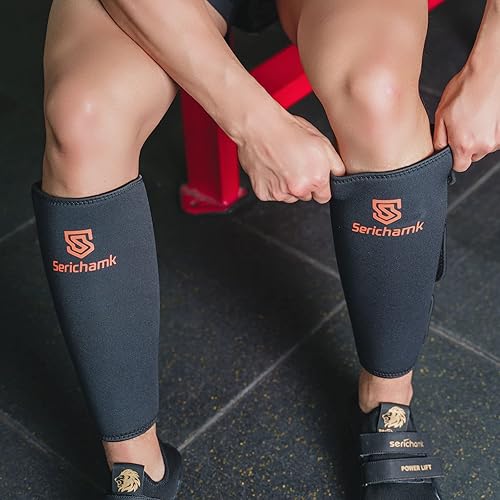 Miniatura 5 de Deadlift - Espinilleras de neopreno de 0.197 in de grosor para levantamiento de pesas, manga de compresión de pantorrilla, para hombre, ideal para