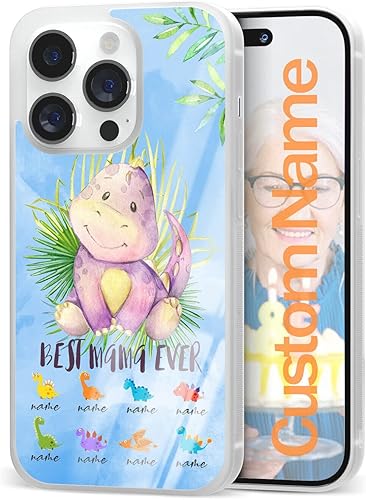 Fundas de teléfono con texto en inglés "Mom Cute Dinosaurs" con citas de Best Mama Ever, regalos azules para mujeres y esposas, aplicables con
