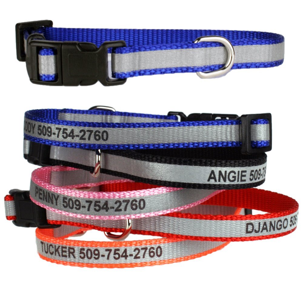 GoTags Extra Small Personalized Reflective Dog Collars, Custom Engraved with Pet Name and Phone Number, Adjustable Dog Collar with Quick Release Buckle for Small and Extra Small Dogs