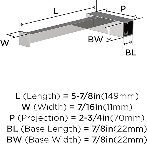 Vista 87 de Amerock BH3608226 Toallero cromado Toallero de 6-1/2 pulgadas (6.496 in) de longitud Monumento Toallero de mano para pared de baño Soporte
