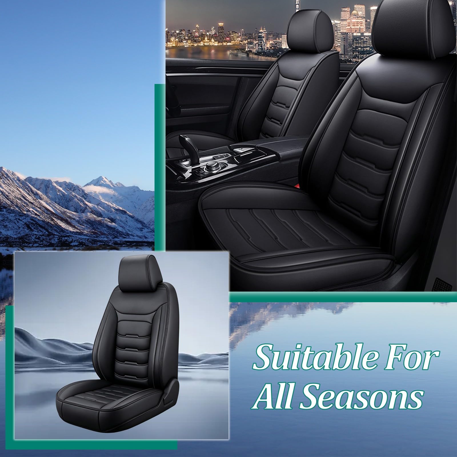 Fundas Asientos Delanteros Coche para Citroën C5 aircross 2017-2022,Protector de Asiento Delantero para Conductor y Copiloto, Compatibles con Airbags Protector Delantero,Negro