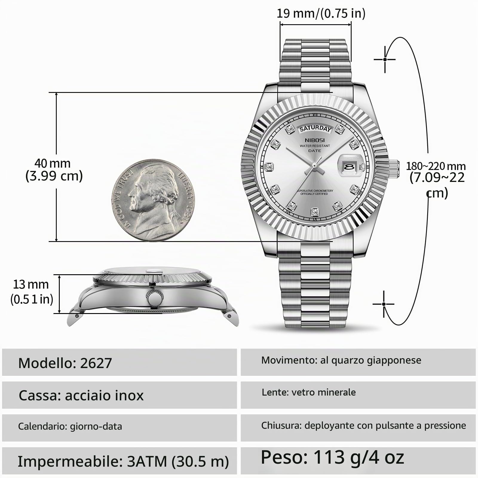 NIBOSI orologio uomo analogici al quarzo in acciaio inossidabile oro rosa argento orologi uomo impermeabili classici da lavoro Orologi da polso di design con giorno e data | Orologio da polso da uomo in acciaio inox, impermeabile, per lavoro, casual, clas