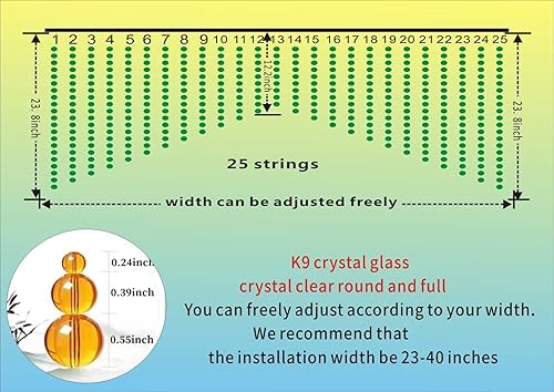 Miniatura 6 de Rekelola Cadena de cristal arqueada para colgar cortinas de cuentas de vidrio para puertas, ventanas, decoración corta del hogar, armarios, fácil de