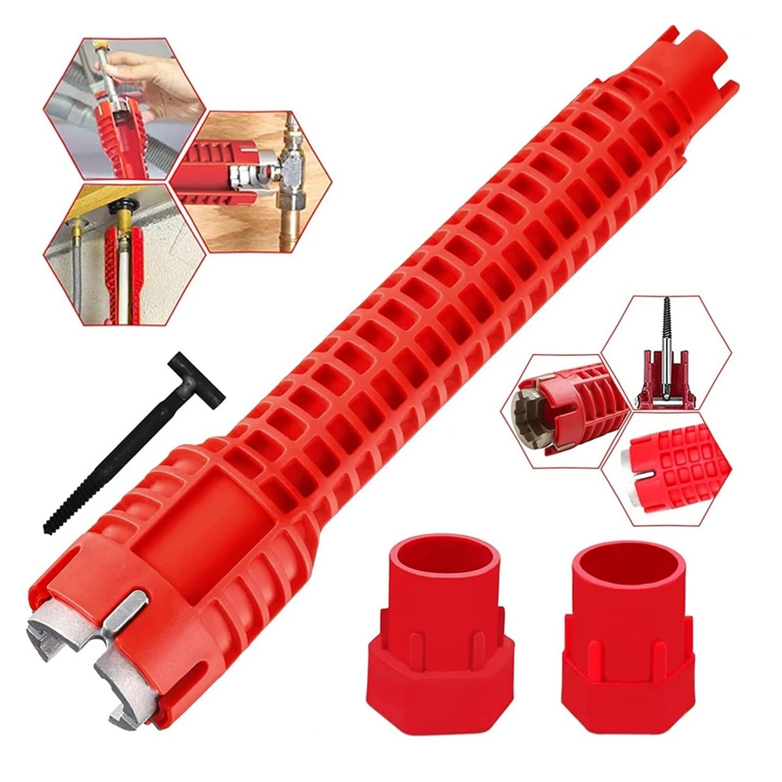 8 en 1 Sink Faucet Installer Wrench Double Head Extra Long Plumbing Tool (versión 8 en 1)