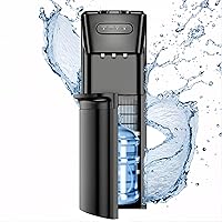Manastin Bottom Loading Water Cooler Dispenser - Hot, Cold & Room Temp, Child Safety Lock, Empty Bottle Indicator, Ink Black